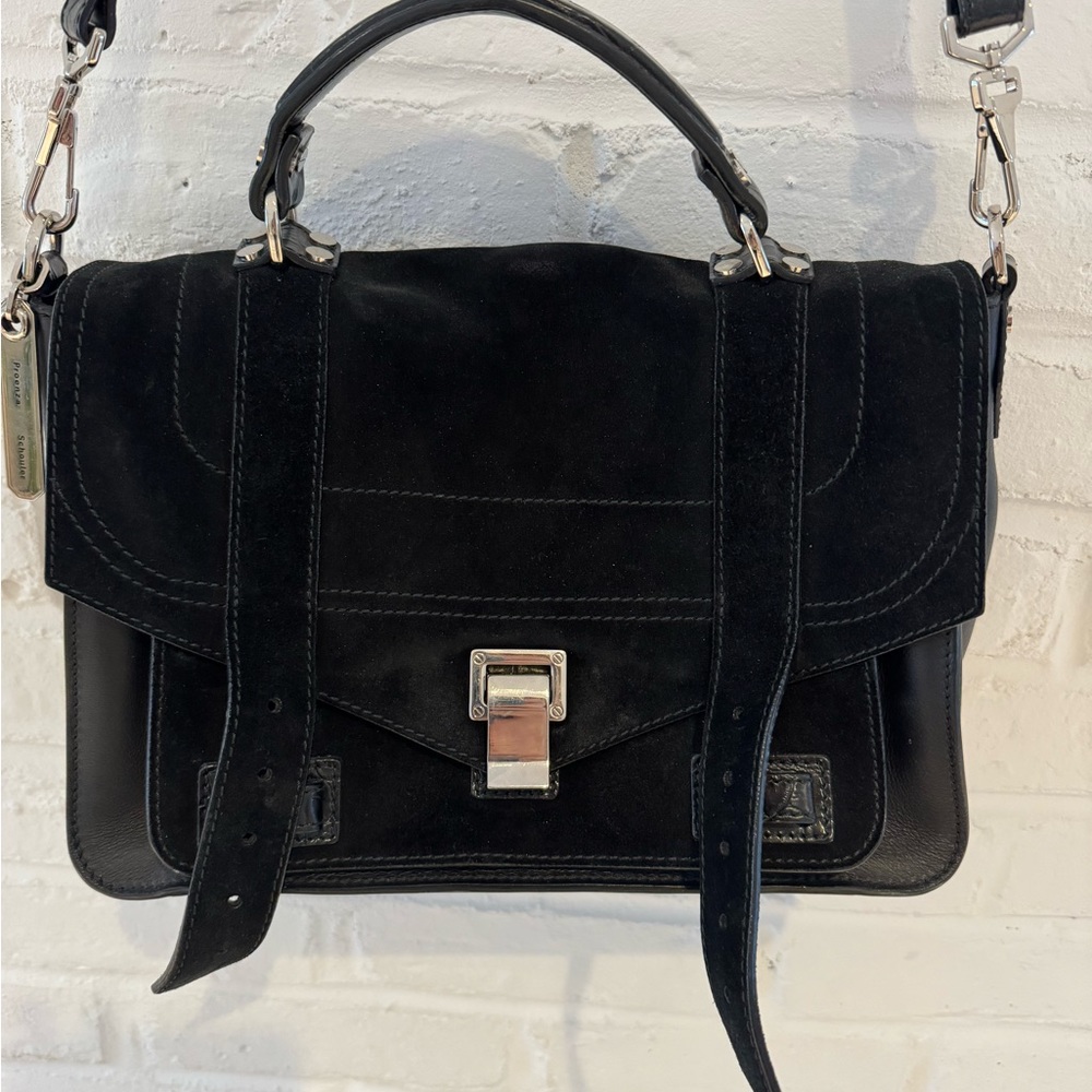 Authentic Proenza Schouler PS1 Black Suede & Leather